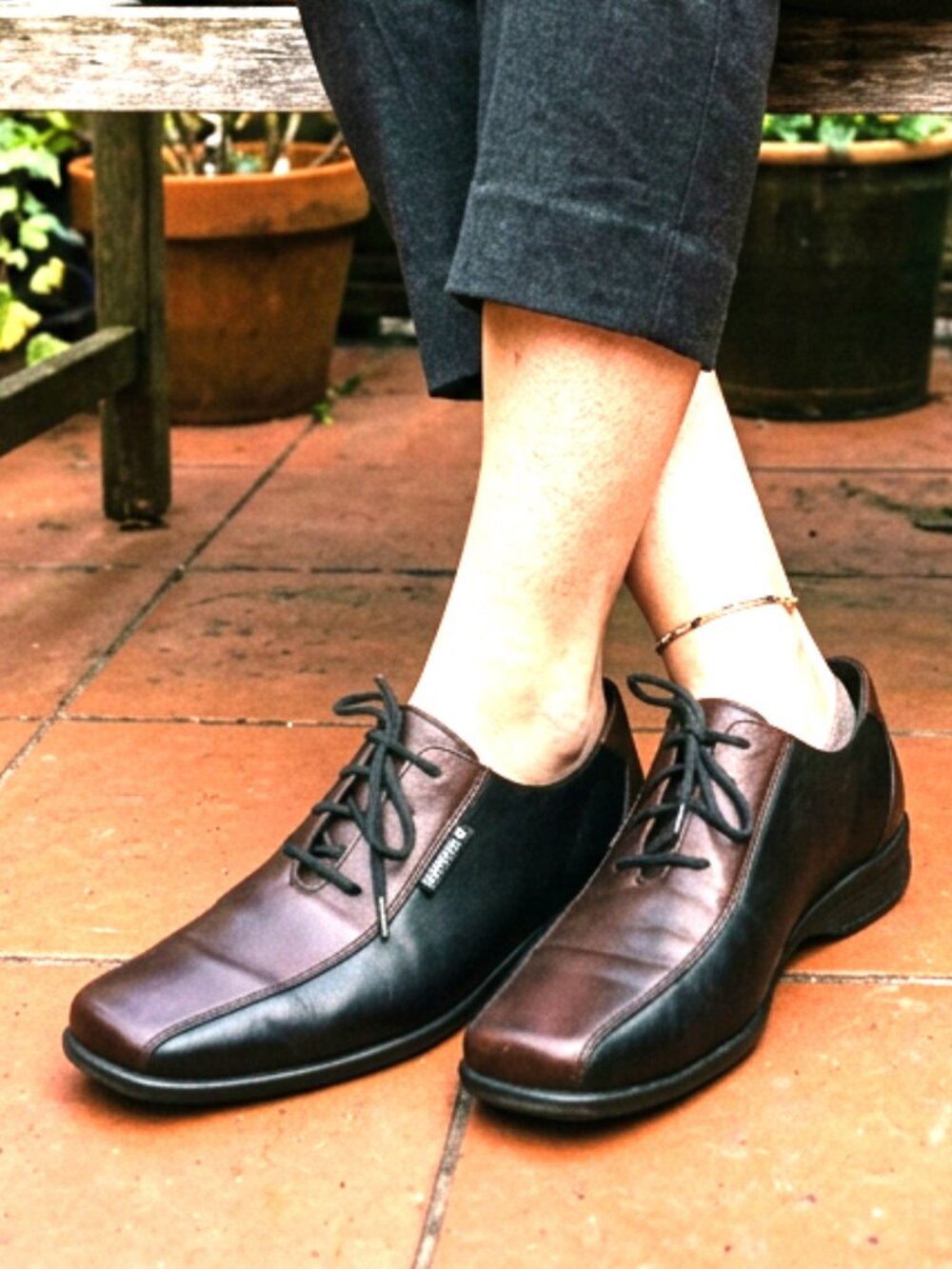 Mephisto leather square-toe lace-up black brown flats US10 =EU41 =UK7.5 =men US8
